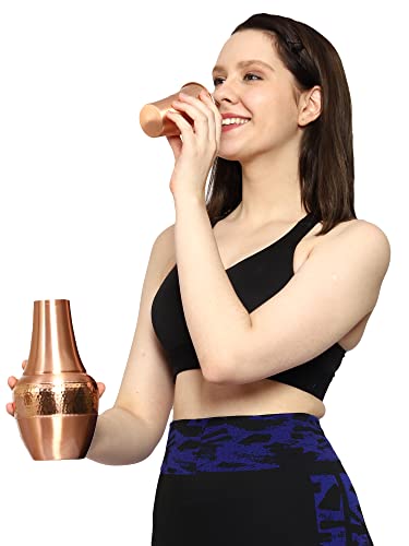 Pure Copper Bedside Carafes, Flask with Tumbler, For Ayurveda Health Benefits - Capacity - 1.4 Lt. (47.3 US Fluid Ounce)