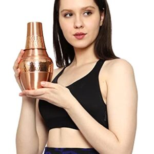 Pure Copper Bedside Carafes, Flask with Tumbler, For Ayurveda Health Benefits - Capacity - 1.4 Lt. (47.3 US Fluid Ounce)