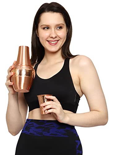 Pure Copper Bedside Carafes, Flask with Tumbler, For Ayurveda Health Benefits - Capacity - 1.4 Lt. (47.3 US Fluid Ounce)