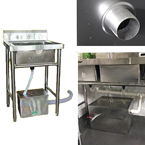 Grease Trap Commercial Grease Trap 304 Stainless Steel Interceptor Set Under Sink Grease Trap Detachable Design Grease Trap Interceptor for Restaurant Kitchen Wastewater Removable Baffles