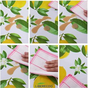 LIBERECOO Vinyl Tablecloth Flannel Backed Stain-Resistant PVC Table Cloth Waterproof Oil-Proof Wipeable Indoor/Outdoor Picnic, BBQ and Dining Table Cover (60 x 84 Inch, Lemon)