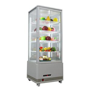 INTSUPERMAI Commercial Glass Refrigerated Cake Display Case with Interior LED Lighting Beverage Cake Refrigerator Showcase with Automatic Defrost 110V