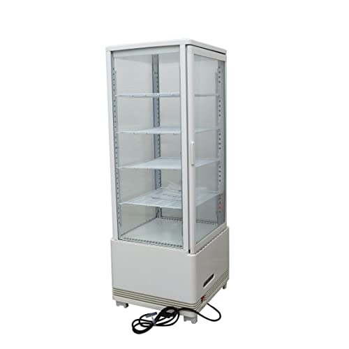 INTSUPERMAI Commercial Glass Refrigerated Cake Display Case with Interior LED Lighting Beverage Cake Refrigerator Showcase with Automatic Defrost 110V