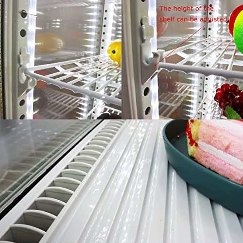 INTSUPERMAI Commercial Glass Refrigerated Cake Display Case with Interior LED Lighting Beverage Cake Refrigerator Showcase with Automatic Defrost 110V