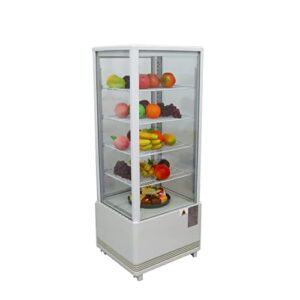 INTSUPERMAI Commercial Glass Refrigerated Cake Display Case with Interior LED Lighting Beverage Cake Refrigerator Showcase with Automatic Defrost 110V