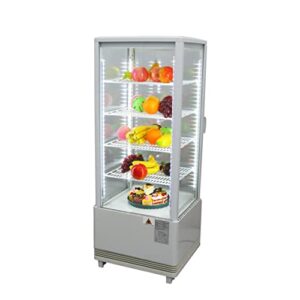 INTSUPERMAI Commercial Glass Refrigerated Cake Display Case with Interior LED Lighting Beverage Cake Refrigerator Showcase with Automatic Defrost 110V