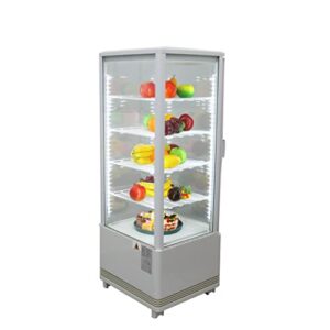 INTSUPERMAI Commercial Glass Refrigerated Cake Display Case with Interior LED Lighting Beverage Cake Refrigerator Showcase with Automatic Defrost 110V
