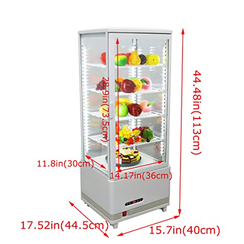 INTSUPERMAI Commercial Glass Refrigerated Cake Display Case with Interior LED Lighting Beverage Cake Refrigerator Showcase with Automatic Defrost 110V