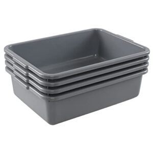 yesdate 4 packs 8 l plastic commercial bus box, wash basin bus tub, small utility tote, grey