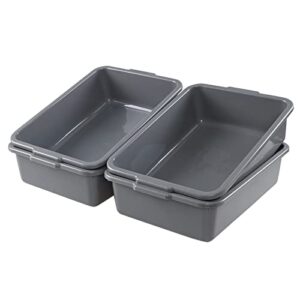 Yesdate 4 Packs 8 L Plastic Commercial Bus Box, Wash Basin Bus Tub, Small Utility Tote, Grey