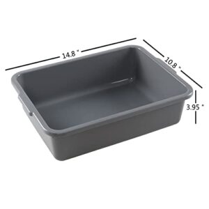 Yesdate 4 Packs 8 L Plastic Commercial Bus Box, Wash Basin Bus Tub, Small Utility Tote, Grey