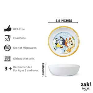 Zak Designs Bluey Kids Dinnerware Set Includes Plate, Bowl, Tumbler and Utensil Tableware, Made of Durable Material and Perfect for Kids (5 Piece Set, Non-BPA)