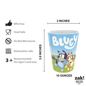 Zak Designs Bluey Kids Dinnerware Set Includes Plate, Bowl, Tumbler and Utensil Tableware, Made of Durable Material and Perfect for Kids (5 Piece Set, Non-BPA)