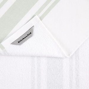 KitchenAid Stripe Gingham Dual Kitchen Rectangular CottonTowel 3-Pack Set, Matcha, 16"x28"