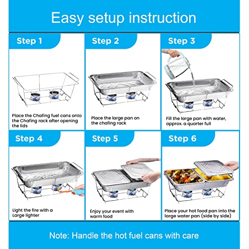 Disposable Chafing Dish Buffet Set, Food Warmers for Parties, Complete 33 Pcs of Chafing Servers with Covers, Catering Supplies with Full-Size Pans (9x13), Warming Trays for Food with Utensils & Lids