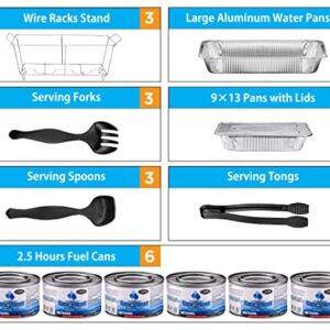 Disposable Chafing Dish Buffet Set, Food Warmers for Parties, Complete 33 Pcs of Chafing Servers with Covers, Catering Supplies with Full-Size Pans (9x13), Warming Trays for Food with Utensils & Lids
