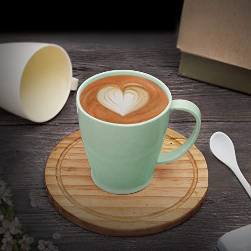 JGIRL coffee cup 6-piece set, plastic coffee cup set, 10 oz non-breakable plastic coffee cup, with handle, BPA-free, 3colors, reusable plastic cup (dishwasher safe)