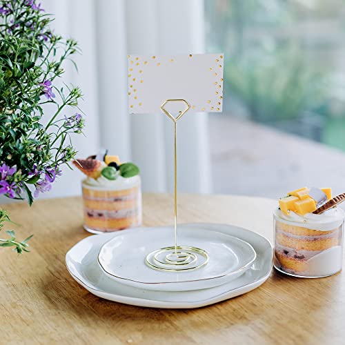 Wettin 12Pcs Unique Table Number Holders with 14Pcs Place Cards, Place Card Holder, Table Card Holder, Table Number Stands, Picture Clips Name Card Photo Holder for Wedding Birthday Party Baby Shower