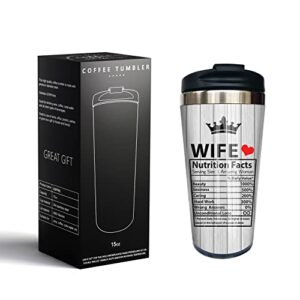 CVROY Wife Gift Ideas Tumbler - I Love You Gifts for Her - Couple Wedding Anniversary Romantic Gifts for Wife Mug - To My Wife Birthday Gifts from Husband for Mothers Day, Funny Coffee Cup 15oz 1PC