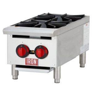 Iron Range Company IRHP-12-2B 12" Two Burner Countertop Commercial Gas Hot Plate, Stainless Steel, 50,000 BTU, ETL Listed