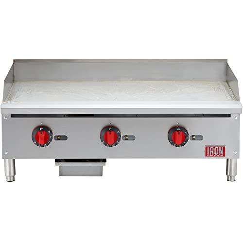 Iron Range Company IRTG-36 36" x 21" Countertop Commercial Gas Commercial Griddle with Thermostatic Control and Three Burners, 90,000 BTU, ETL Listed