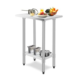 bieama 18 x 24 inches stainless steel prep work table nsf with adjustable under shelf, commercial worktable restaurant, home and hotel