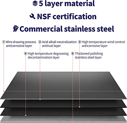 BIEAMA 18 x 24 Inches Stainless Steel Prep Work Table NSF with Adjustable Under Shelf, Commercial Worktable Restaurant, Home and Hotel