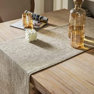 ZeeMart Burlap Style Farmhouse Table Runners 72 Inches Long, Beige Rustic Woven Dining Table Runner for Everyday Use, 14x72 Inches, Oatmeal Beige