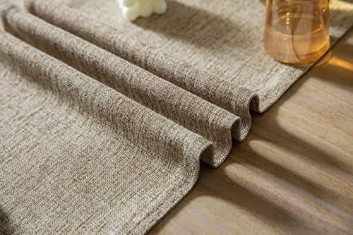 ZeeMart Burlap Style Farmhouse Table Runners 72 Inches Long, Beige Rustic Woven Dining Table Runner for Everyday Use, 14x72 Inches, Oatmeal Beige