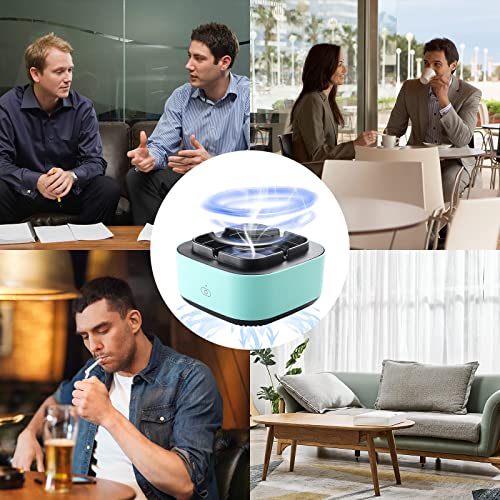 Rumia Smokeless Ashtrays for Cigarettes Indoor,2 in 1 Air Purifier Multifunctional Negative Ion Air Fresher for Home,Office,Outdoor-Green