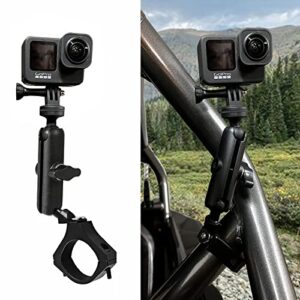 utv/atv rzr action camera mount ​holder 360° rotaion camera mount gopro accessories fit 1.75"-2" roll bar and bars compatible with all gopro models,such as gopro hero 9,8,7,6,5,4,session,gopro max etc