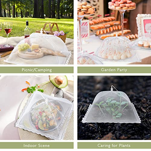 6 Pack Various Sizes Food Cover Food Tent Set(40x24* 1, 17x17* 2, 14x14* 2, 12x12* 1) with Carry Bag&Tablecloth, Reusable and Collapsible Pop Up Mesh Food Covers for Outdoor Party Home Use