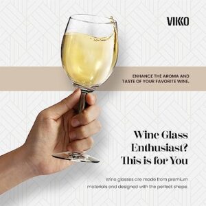 Vikko 8.5 Ounce Glass Wine Glasses, Small Wine Glasses, Wine Glass for Red and White Wine With Stem, Clear Glasses for Wine, Thick and Durable Stemmed Wine Glasses, White Wine Glasses Set of 6