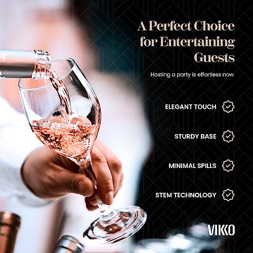 Vikko 8.5 Ounce Glass Wine Glasses, Small Wine Glasses, Wine Glass for Red and White Wine With Stem, Clear Glasses for Wine, Thick and Durable Stemmed Wine Glasses, White Wine Glasses Set of 6