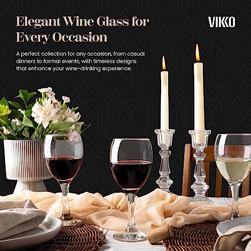 Vikko 8.5 Ounce Glass Wine Glasses, Small Wine Glasses, Wine Glass for Red and White Wine With Stem, Clear Glasses for Wine, Thick and Durable Stemmed Wine Glasses, White Wine Glasses Set of 6