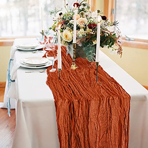 2 Pack Terracotta Cheesecloth Table Runners, 10Ft Gauze Table Runner Rustic Rust Wedding Cheese Cloths Decor for Bridal Baby Shower Arch Drapery Birthday Party Decorations