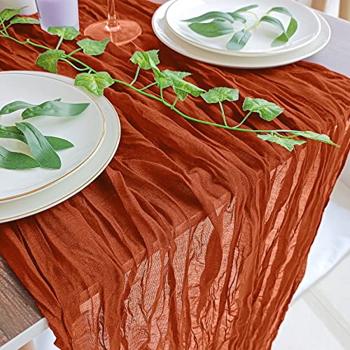 2 Pack Terracotta Cheesecloth Table Runners, 10Ft Gauze Table Runner Rustic Rust Wedding Cheese Cloths Decor for Bridal Baby Shower Arch Drapery Birthday Party Decorations