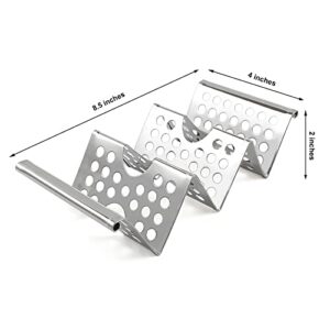 4 Pack Stainless Steel Taco Holders, Premium Taco Stands, Holds 2 Or 3 Tacos Each Taco Tray, Taco Rack With Easy-Access Handle, Food Grade Taco Plate Shells Oven & Grill Safe, BPA Free(Hollow)