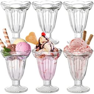 zenfun 6 pack glass tulip sundae cups, 6.7 ounce clear milkshakes footed ice cream cups dessert bowls set for sherbet trifle, fruit, salad, snack, cocktail