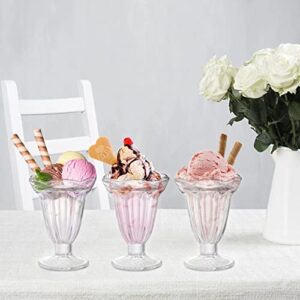 ZENFUN 6 Pack Glass Tulip Sundae Cups, 6.7 Ounce Clear Milkshakes Footed Ice Cream Cups Dessert Bowls Set for Sherbet Trifle, Fruit, Salad, Snack, Cocktail