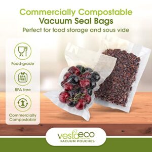 VestaEco Commercially Compostable Vacuum Seal Bags - Embossed - 8 x 10 Inches - 44 Vacuum Bags per Box