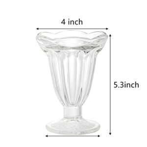 ZENFUN 6 Pack Glass Tulip Sundae Cups, 6.7 Ounce Clear Milkshakes Footed Ice Cream Cups Dessert Bowls Set for Sherbet Trifle, Fruit, Salad, Snack, Cocktail