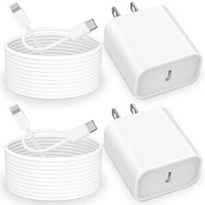 [apple mfi certified] iphone 14 13 fast charger, mirareed 2 pack 20w pd usb c power delivery wall charger with 6ft type c to lightning quick charge sync cord for iphone 14 13 12 11 pro/xs/xr/x/se/ipad