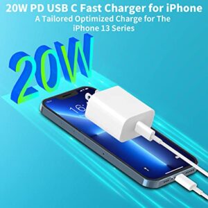 [Apple MFi Certified] iPhone 14 13 Fast Charger, MIRAREED 2 Pack 20W PD USB C Power Delivery Wall Charger with 6FT Type C to Lightning Quick Charge Sync Cord for iPhone 14 13 12 11 Pro/XS/XR/X/SE/iPad