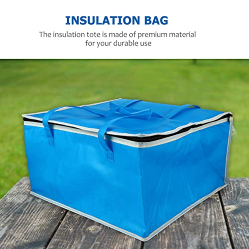 Tofficu Thermal Insulated Food Delivery Bag Large Picnic Cooler Bag Pizza Warmer Bag Reusable Grocery Bags with Zipper and Handles for Restaurants Food Delivery Travel Shopping Catering Grocery Transport(Blue)