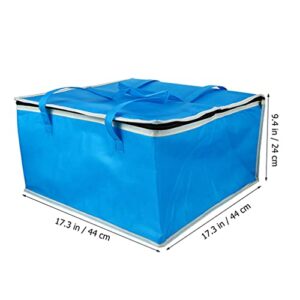 Tofficu Thermal Insulated Food Delivery Bag Large Picnic Cooler Bag Pizza Warmer Bag Reusable Grocery Bags with Zipper and Handles for Restaurants Food Delivery Travel Shopping Catering Grocery Transport(Blue)