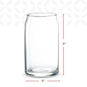 GLING [6 Pack - 16 oz.] Glass Can Shaped Cups Beer & Coffee Tumbler Glasses, Cordial Glasses, Cocktail Glasses