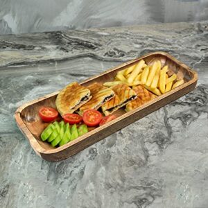 Acacia Wood Serving Trays, Set of 3 Wooden Serving Platters for Home Decor, Food, Cheese, Fruit, Vegetables, Charcuterie, Appetizer Serving Tray(11.8 x 5.1 x 0.78 inches)