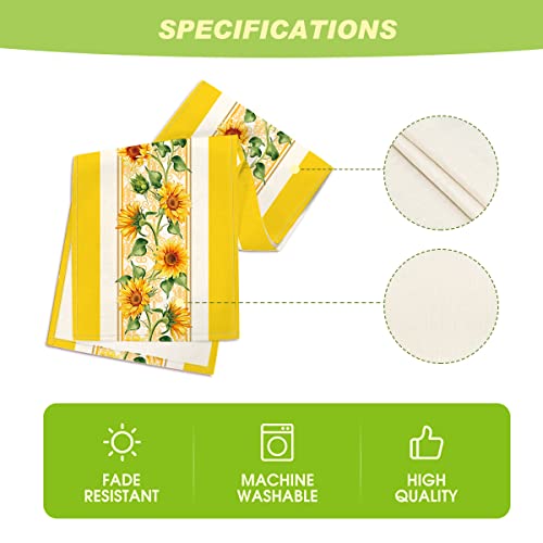 Artoid Mode Yellow Sunflower Summer Table Runner, Seasonal Spring Kitchen Dining Table Decoration for Home Party Decor 13x72 Inch