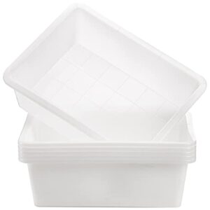 dicunoy 6 pack commercial bus tubs, 9l plastic dish pan basin, white rectangle wash basins bus box for washing dishes in sink, organizer boxes for art supplies, toys, foods, 14" l x 11" w x 4.5" h